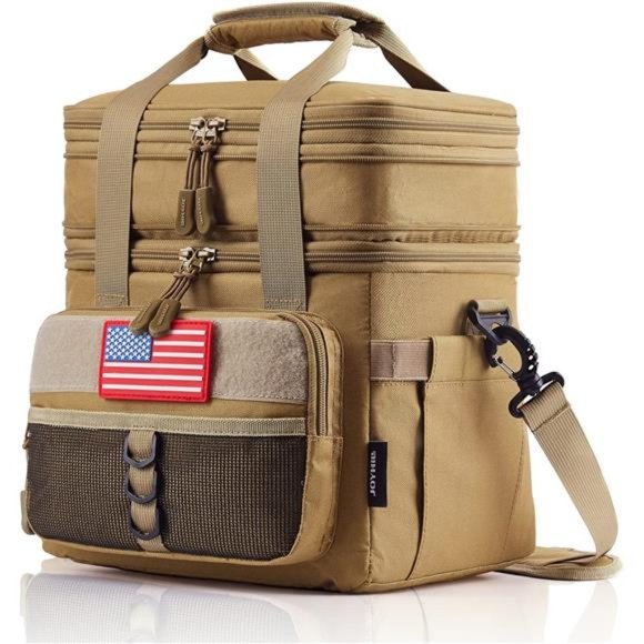 Tactical Lunch Box for Men Double Deck Insulated Lunch Bag Large Sandy
